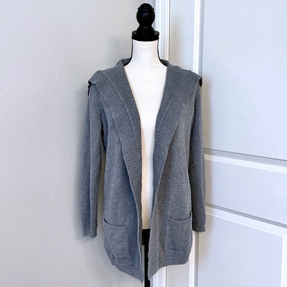 GAP Gray Cardigan with Front Pockets and Hoodie